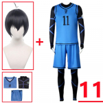 Anime sinine lukk Yoichi Isagi Cosplay kost&uuml;&uuml;m, valge must kampsun Jumpsuit Jalgpalli Body Halloweeni karnevali peor&otilde;ivad L sinine