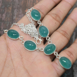 Kaunis smaragd (Simuleeritud) Kalliskivist k&auml;sitsi valmistatud 925 h&otilde;bedast ehtekaelakee 18 Inches roheline