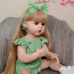 21-tolline t&auml;ispehme silikoonkorpus Reborn Baby Girl nukk, pikad juuksed Armsad beebid, maalitud nukum&auml;nguasjad Aksessuaarid