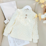 Teismeliste t&uuml;drukute paks s&auml;rk s&uuml;gis-talv uus laste p&uuml;ksid valge pitsiga Korea printsessi soe pullover 110