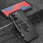 KEYSION p&otilde;rutuskindel soomus&uuml;mbris VIVO V29 5G V27 V27e silikoon+PC metallist r&otilde;ngasaluse hoidik telefoni tagakaas VIVO V25 5G V25e jaoks for VIVO V29 punane