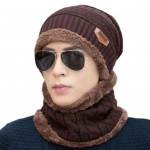 1 komplekt Unisex talvem&uuml;tsi salli komplekt Paks pehme pl&uuml;&uuml;s kootud elastne libisemisvastane kaela peakaitse k&uuml;lmakindel v&auml;lisuusatamine matka nokam&uuml;ts must