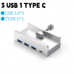 4-pordiline USB C-jaotur koos toiteallikaga USB 3.0 splitteradapter C-t&uuml;&uuml;pi klambrijaoturi dokkimisjaam 5G kiire andmeedastus s&uuml;learvuti jaoks