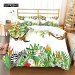 Lehed tekikott Queen Size Hawaii Tropical Leaves Theme voodipesukomplekt King Mikrofiiber Rohelised Lehed Oksad Tekikate kolmeosaline komplekt EU single(135x200cm)