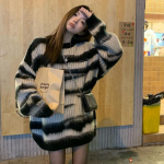 Y2K Grunge must triibuline kampsun naiste Harajuku Korea oversize talvepullover kampsunid Hipi vintage kootud džemprid S