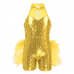 T&uuml;drukute litrid Jazz Ladina balleti tantsukost&uuml;&uuml;m Lastele varrukateta trikoo trikoo Jumpsuit tantsuriided 14-16 Years kollane