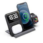 5-&uuml;hes juhtmevaba laadija alus, &auml;ratuskell, LED-valgus, 15W kiirlaadimisjaam, dokk iPhone 14 13 12 Apple Watch Airpods Pro jaoks must