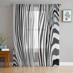 Sebra musta ja valge triibuga Voile kardinad elutoa akende jaoks L&auml;bipaistvad kardinad magamistoa k&ouml;&ouml;gi kardinad 135W x 114H(cm)