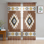 India geomeetria graafika t&uuml;llkardinad elutuppa L&auml;bipaistev kardin magamistoa akende ruloode jaoks Voile kardinad 135W x 137H(cm)