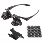 Valgustatud prillide luup peapael binoklid suurendusklaasid LED valgusega kolmas k&auml;si ehete kella parandamiseks jootmiseks must