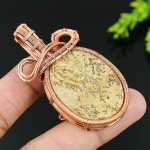 Natural Psilomelaine Dendritic Gemstone Copper Wire Wrap Pendant 2.64 n7u55