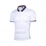 Meeste polos&auml;rk, vaba vabaaja puuvillane polo meeste Slim Fit tikandiga l&uuml;hikeste varrukatega meeste polo XXXL valge