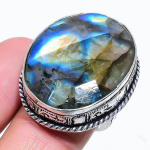 Natural Labradorite Gemstone Handmade 925 Sterling Silver Ring Size 9 m5n94