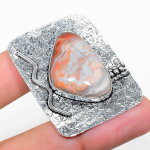 Natural Lake Superior Agate Gemstone 925 Sterling Silver Pendant 1.65 i8y33