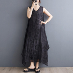 Varrukateta Pluss size vintage Floral uus kleit naistele vaba vaba pikk suvekleit valge