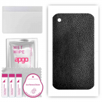 apgo Protective Skin Sticker for the back compatible with Apple iPhone 3GS, Wrap Film, Foil, Vinyl - Pattern Black Leather