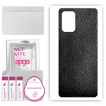 apgo Protective Skin Sticker for the back compatible with Oppo A16s, Wrap Film, Foil, Vinyl - Pattern Black Leather