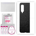 apgo Protective Skin Sticker for the back compatible with Samsung Galaxy Fold, Wrap Film, Foil, Vinyl - Pattern Black Honeycomb