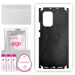 apgo Protective Skin Sticker for the back+sides compatible with Xiaomi Mi 11i, Full Wrap Film, Foil, Vinyl - Pattern Black Leather