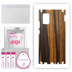 apgo Protective Skin Sticker for the back+sides compatible with Samsung Galaxy F02s, Full Wrap Film, Foil, Vinyl - Pattern Tigerwood
