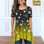 Uus naiste suvine moodne T-s&auml;rk, &uuml;mmargune kaelus lahtise all Seksikas l&uuml;hikeste varrukatega suvine lahtine unikaalne mustriga T-s&auml;rk top XS-8XL L