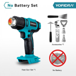 YOFIDRA 550℃ Elektriline kuumap&uuml;st Heat Hot Air Gun 2 tuulekiiruse k&auml;iku 6 k&auml;iku Valikuline LED-ekraan Juhtmeta Laetav Kuumap&uuml;st makita 18V aku jaoks NO Battery