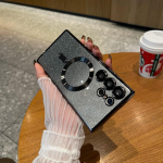 Luksuslik Glitter juhtmevaba laadija Samsung Galaxy S24 S23 S22 S21 Ultra Plus &uuml;mbrismagnetiga MagSafe Allround kaamera kaanekest For For Galaxy S21 must