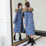 Naiste talvine suur karusnahast krae puuvillane mantel, &uuml;le p&otilde;lve, pikk park, soe mantel, tuulekindel paksendatud &otilde;ue jakk, &otilde;huke sobivus 2XL