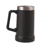 700 ml Beer Stein kahekordse seinaisolatsiooniga roostevabast terasest kohvikruusi termiline trummel kuumade k&uuml;lmade jookide jaoks Big Grip purunemiskindel seiklusjoogikass must