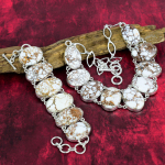 Magnesiidist/metsiku hobuse v&auml;&auml;riskividest ehted, 925 h&otilde;bedast kaelakee ja k&auml;ev&otilde;ru ehted. K&auml;sitsi valmistatud imeilus h&otilde;bedane ketikomplekt naistele Adjustable With 8"-18"