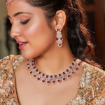 Imeilus Estele Rose kullatud rubiinkristallidega disainer kaelakee komplekt naistele