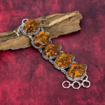 Balti Merevaik 925 Prooviga Tahke Sterling H&otilde;bedast Ehted, K&auml;sit&ouml;&ouml;na Valmistatud Imeline K&auml;ev&otilde;ru Talle, Looduslik Reguleeritav Kivist K&auml;ev&otilde;ru Talle 8 Inches With Adjustable oranž