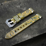 Kellarihm 20 mm 22 mm vintage nahast nikerdatud reljeefsed kellarihmad Panerai kellarihma jaoks koos nikerdatud pandlaga graveeritud lukuga 22mm kollane