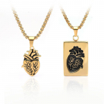 Puzzle Anatoomilised S&uuml;dame Ripats Kaelakeed Naistele Meeste Hip Hop Punk Kaelakee Paari Ehted Kingitus Roostevabast terasest kett Bijoux kuld