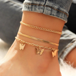 Isikup&auml;rastatud &otilde;&otilde;nes k&auml;sitsi valmistatud jalakaunistuskomplekt, Disain Sense Chain Letter Butterfly jalav&otilde;ru kuld