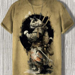 Meeste T-s&auml;rk Jaapani stiilis Samurai kass graafikaga 3D-prindiga T-s&auml;rk Vabaaja l&uuml;hikeste varrukatega T-s&auml;rk V&auml;limuse jaoks &Uuml;lielusuuruses Meeste riided &Uuml;laosad S