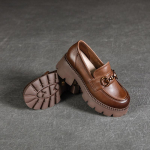 Esimene kiht veisenahast v&auml;ikseid nahast kingi Naiste Briti retrov&auml;rvi metallist pandlaga p&auml;tid Paksud tallad t&otilde;stavad kirjanduslikku vormijalatsid 34 pruun