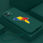N91 Moldova lipukujutis koos kaelapaelaga silikoonist sirge servaga telefoni&uuml;mbrised iPhone 15 Pro Max jaoks Samsung A54 A13 A14 S23 S24 Ultra S20 FE p&otilde;rutuskindel kate for iPhone 15 Plus