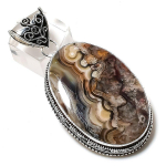 Laguna Lace Agate Gemstone Handmade 925 Sterling Silver Pendant 2.48 i4f82