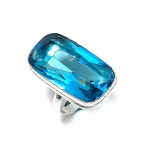 Blue Topaz Gemstone Handmade 925 Sterling Silver Gift Jewelry Ring Size 8 m8g68
