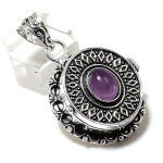 Natural Sage Amethyst Gemstone 925 Sterling Silver Gift Pendant 1.77 c5h09