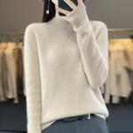 Naiste ka&scaron;miirist sviiter Qinghe ka&scaron;miir 30% ka&scaron;miir 70% vill s&uuml;gis-talvine ka&scaron;miir pullover pehme ja soe L beež