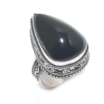 Natural Black Onyx Gemstone 925 Sterling Silver Jewelry Ring Size 7.5 z0c62