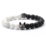 Kutsika messingist k&auml;ev&otilde;ru Meeste naturaalsest tiigrisilmast vulkaanilisest kivist helmestega k&auml;ev&otilde;ru roostevabast terasest koerak&auml;pa paarist n&ouml;&ouml;rist kingitud ehted valge