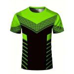 Stretchy Fit geomeetrilise tr&uuml;kiga kaelusega T-s&auml;rk &ndash; kiiresti kuivav, niiskust imav, suvise sobivuse, treeningu ja j&otilde;usaaliriietus &ndash; ideaalne meeste sportimiseks 4XL