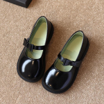 Retro uued Briti stiilis t&uuml;drukute printsesskingad nahast kingad mustad laste &uuml;ksikud kingad 24 must