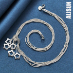 925 Sterling h&otilde;bedane maokett Star kaelakee Moodsad pulmaehted 20CM'