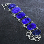 Burmise Sapphire(Simulated) Gemstone Handmade 925 Sterling Silver Bracelet 7-8 d0m81