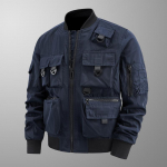 Bomber Jope Meeste mitme kotiga jope Ameerika pesapallis&auml;rk Funktsionaalne kolmekindla jope t&ouml;&ouml;riistadega top XL sinine