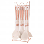 7 tk Silikoonist k&ouml;&ouml;gitarvete komplekt Majapidamise k&ouml;&ouml;giriistade komplekt Poti labidas Supilusikas Spagetikahvel K&uuml;psetuskomplekt hoiualusega 7-piece set (white with pattern)